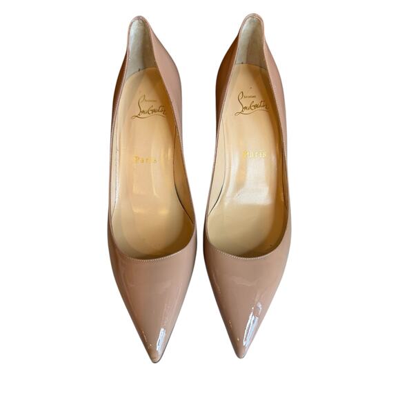 Authenticated Christian Louboutin Kate Patent Leather Heels Pumps Beige 38 - Picture 4 of 13